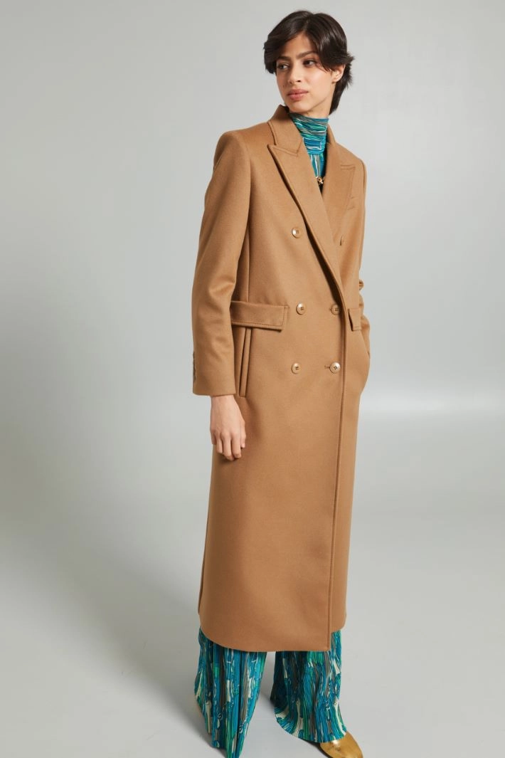 Wool double-breasted coat - CAMEL