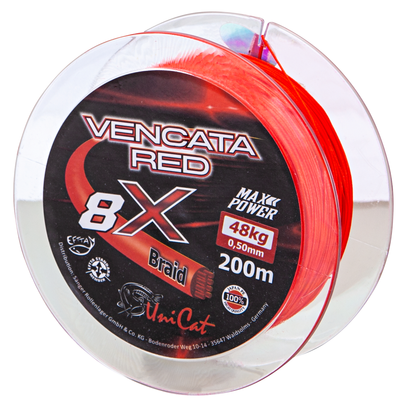 Uni Cat Catfish Line Vencata Red 8X Braid (200 m)