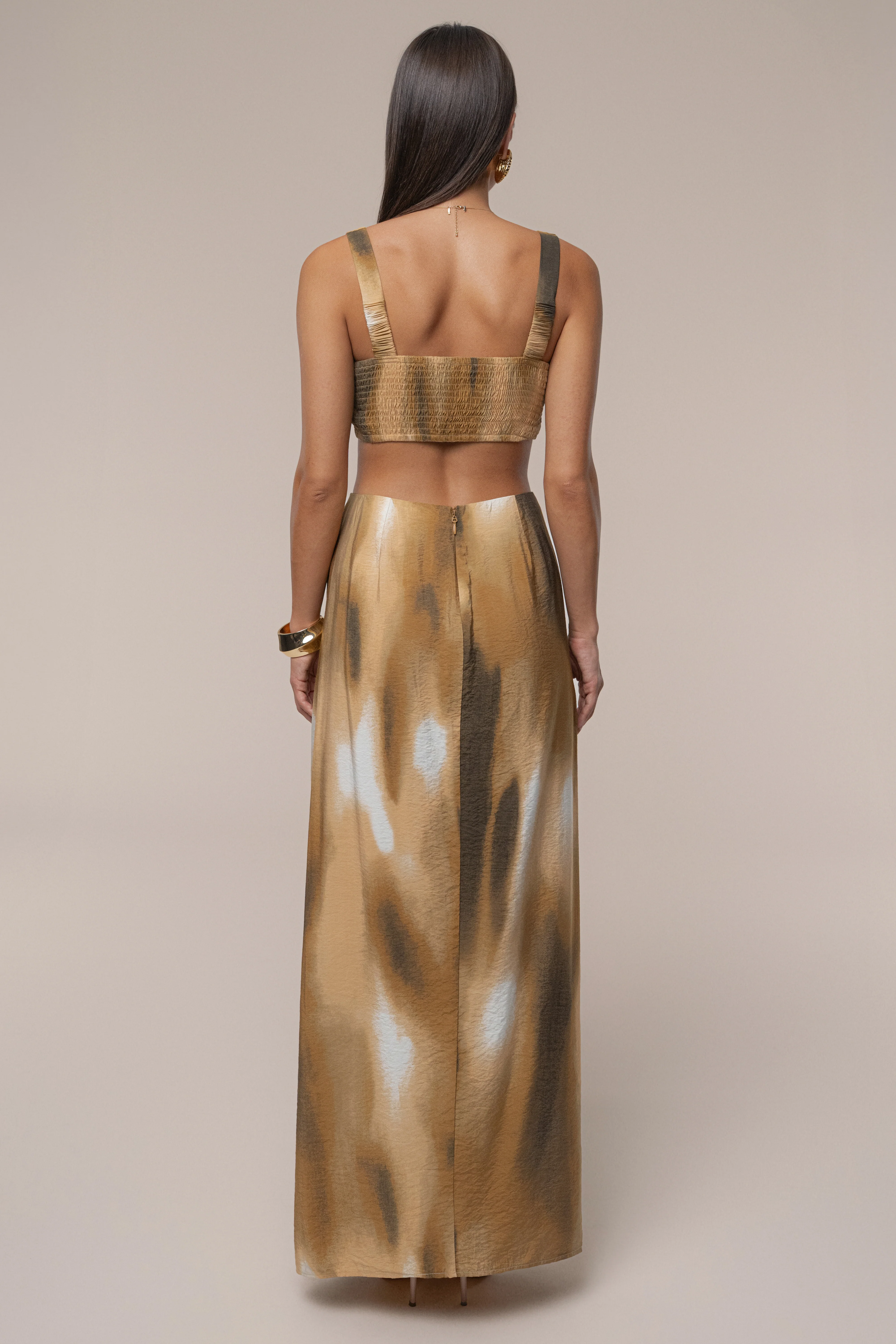 Brown Flowing Elegance Maxi Skirt