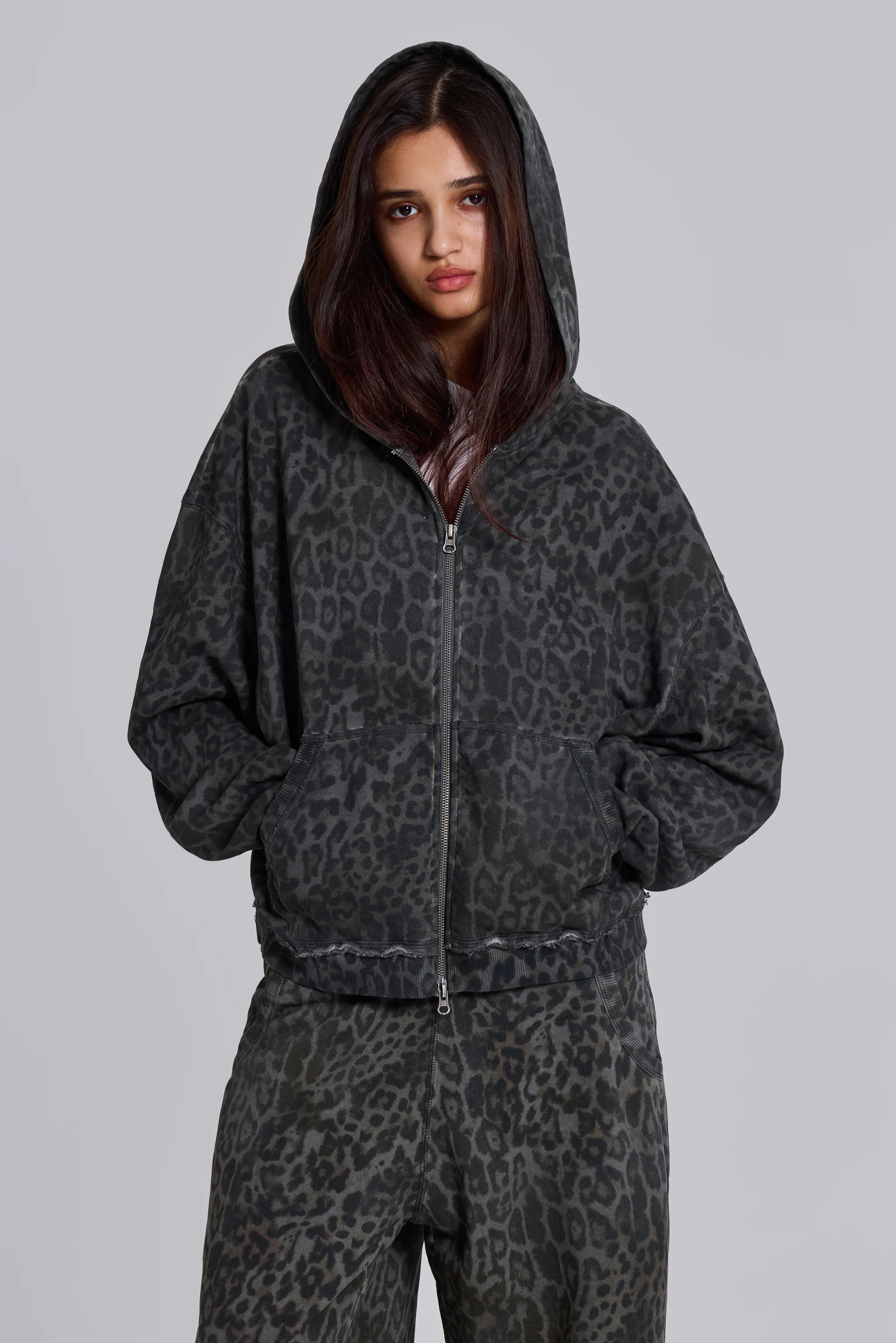 Charcoal Leopard Monster Hoodie