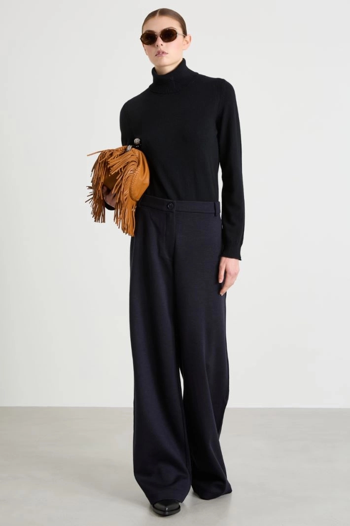 Wool and cashmere turtle-neck sweater - BLACK