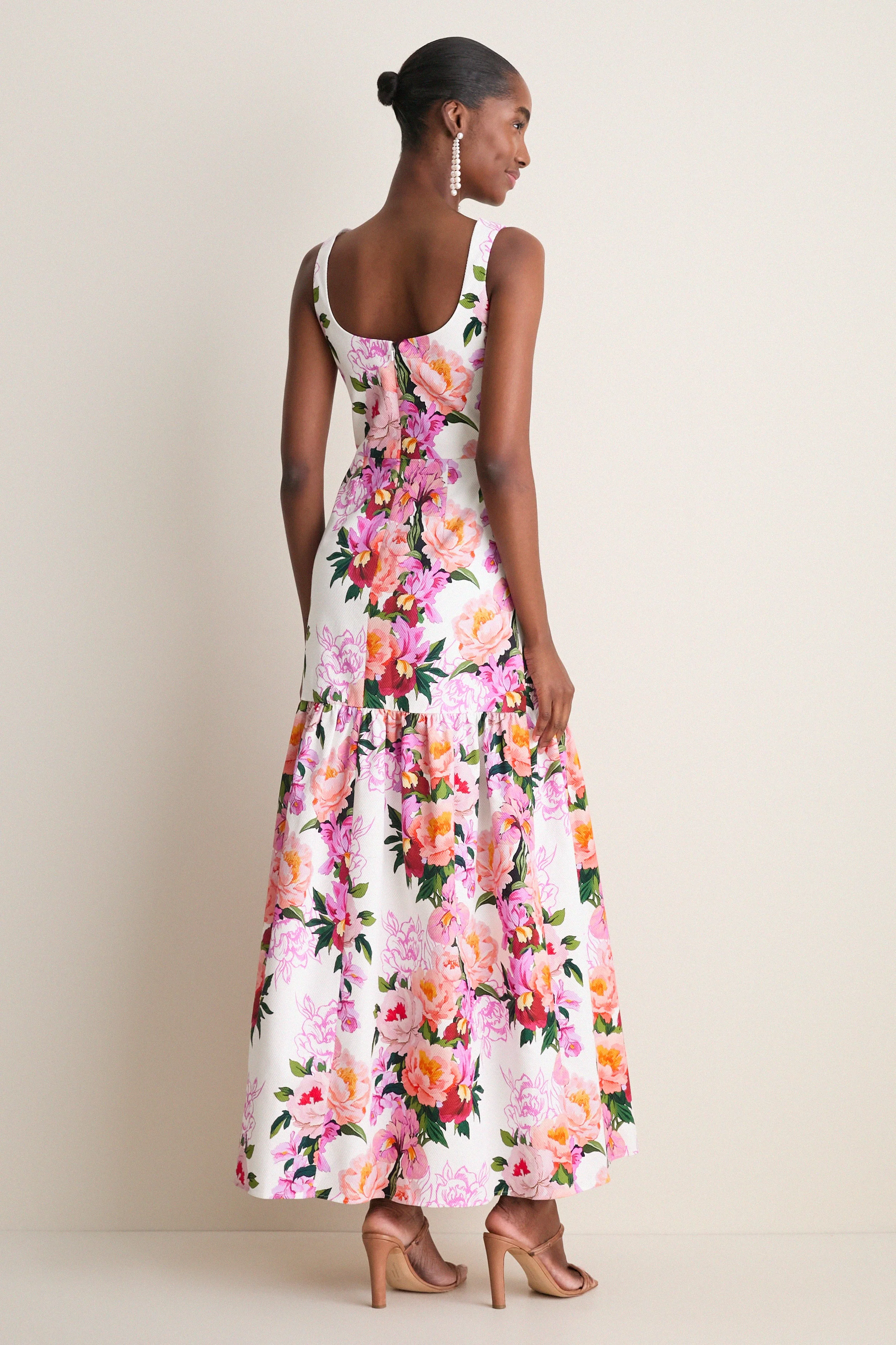 Peony Drip Pique Davie Dress