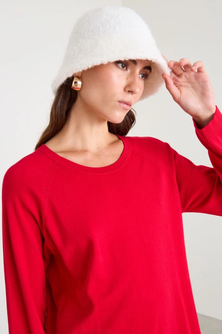 Cloche in bouclé fabric - WHITE