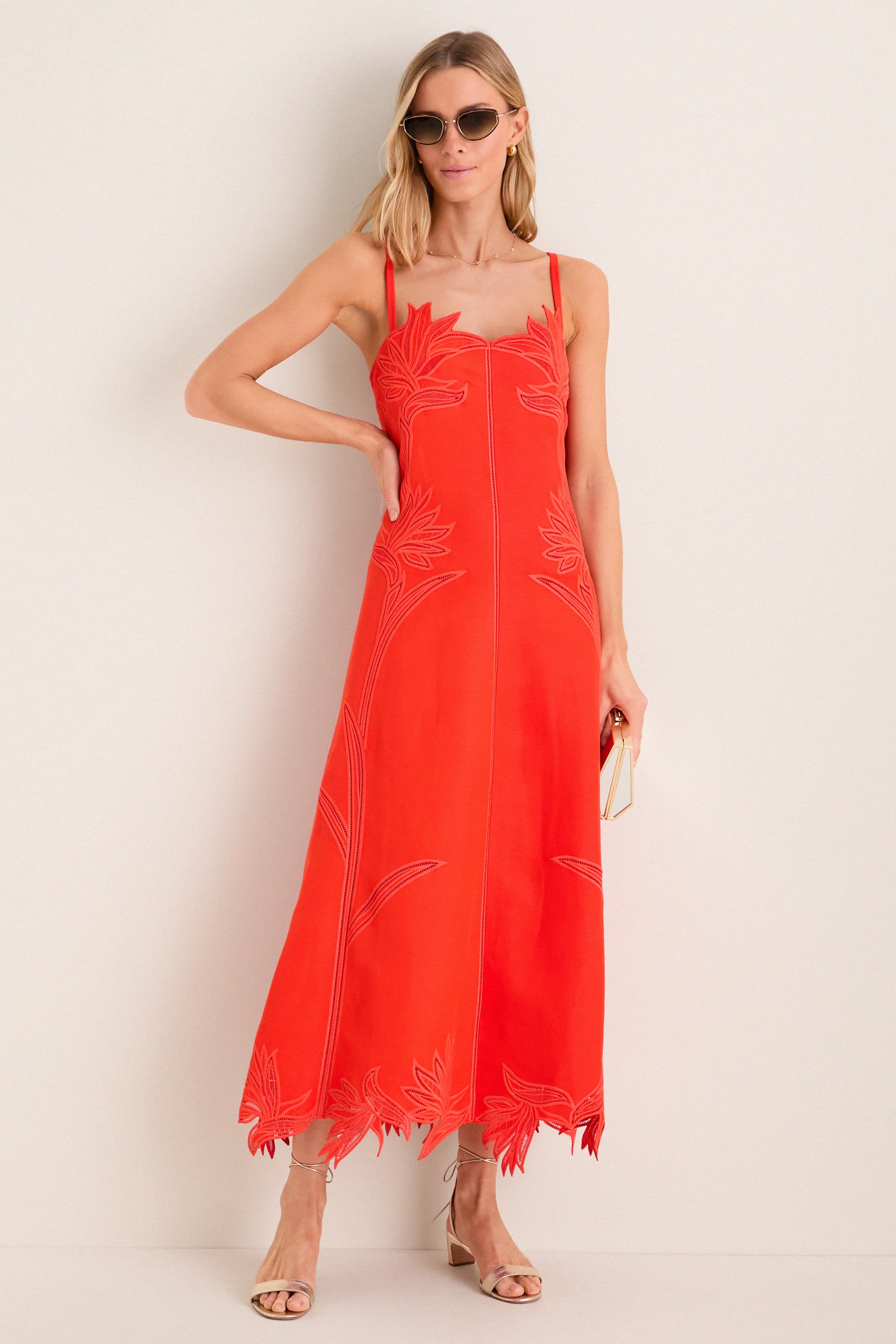 Lobster Ellery Embroidered Bustier Midi Dress