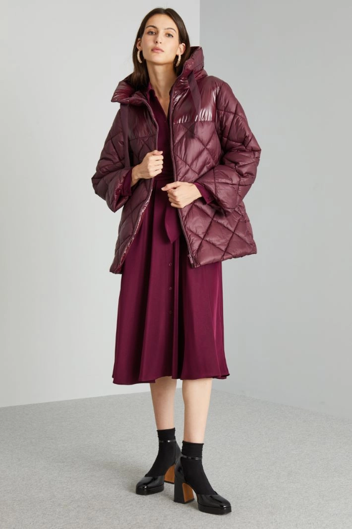 Padded coat with shiny insert - BORDEAUX