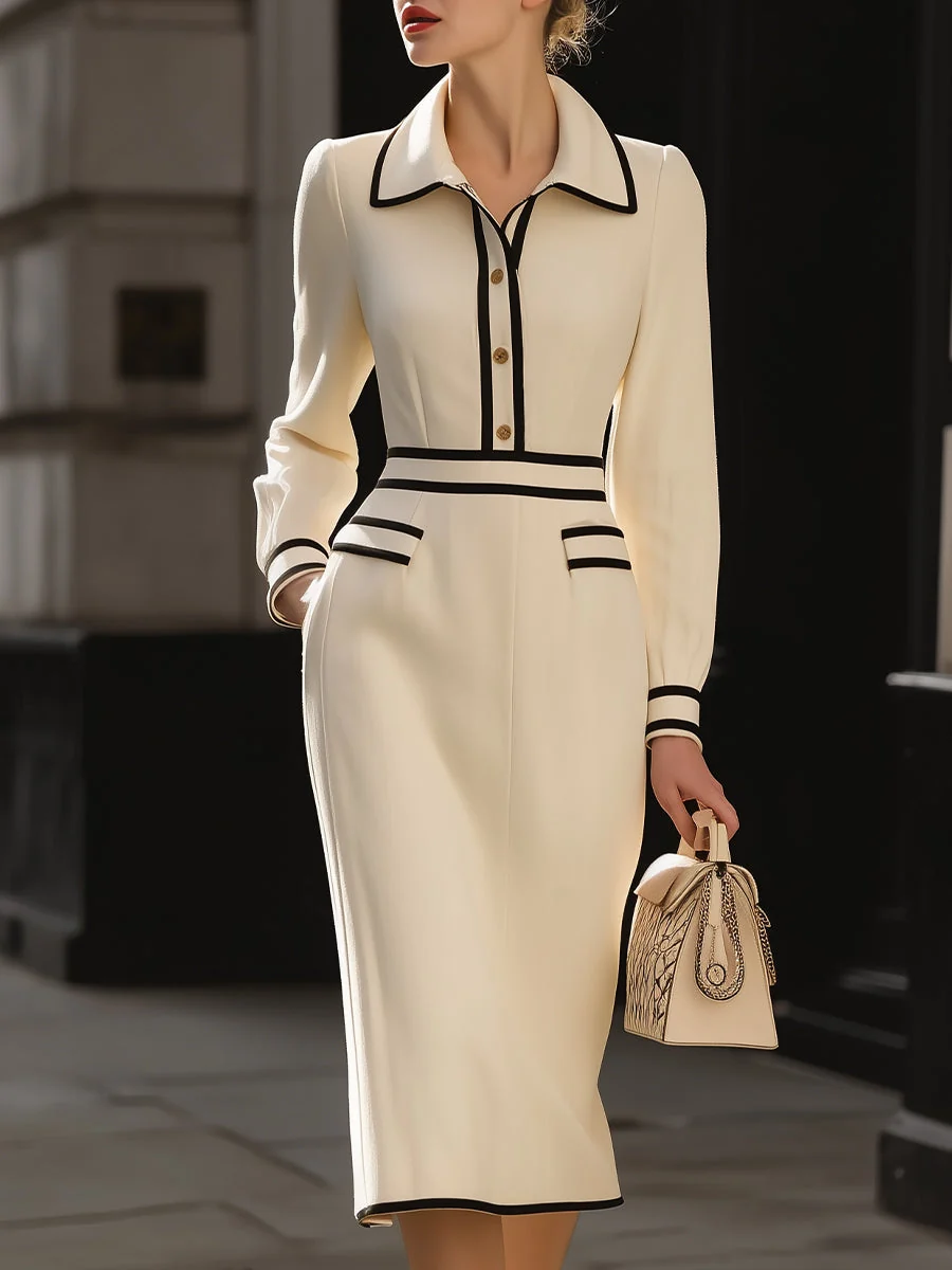 Azalea | Women's Collared Long Sleeve Pocket Midi Dress
