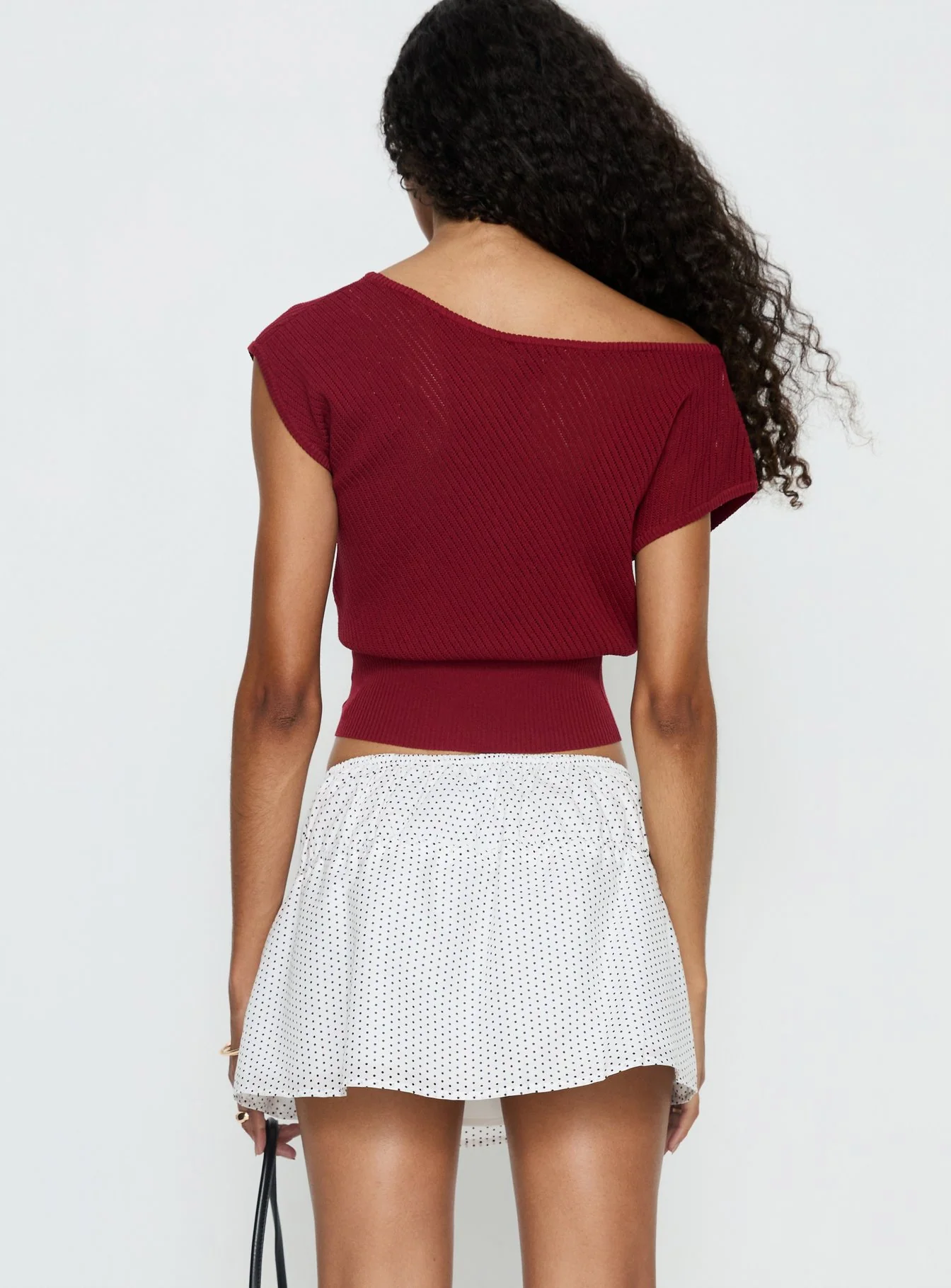 Cloud Tempo Boat Neck Cinched Knit Top Wine