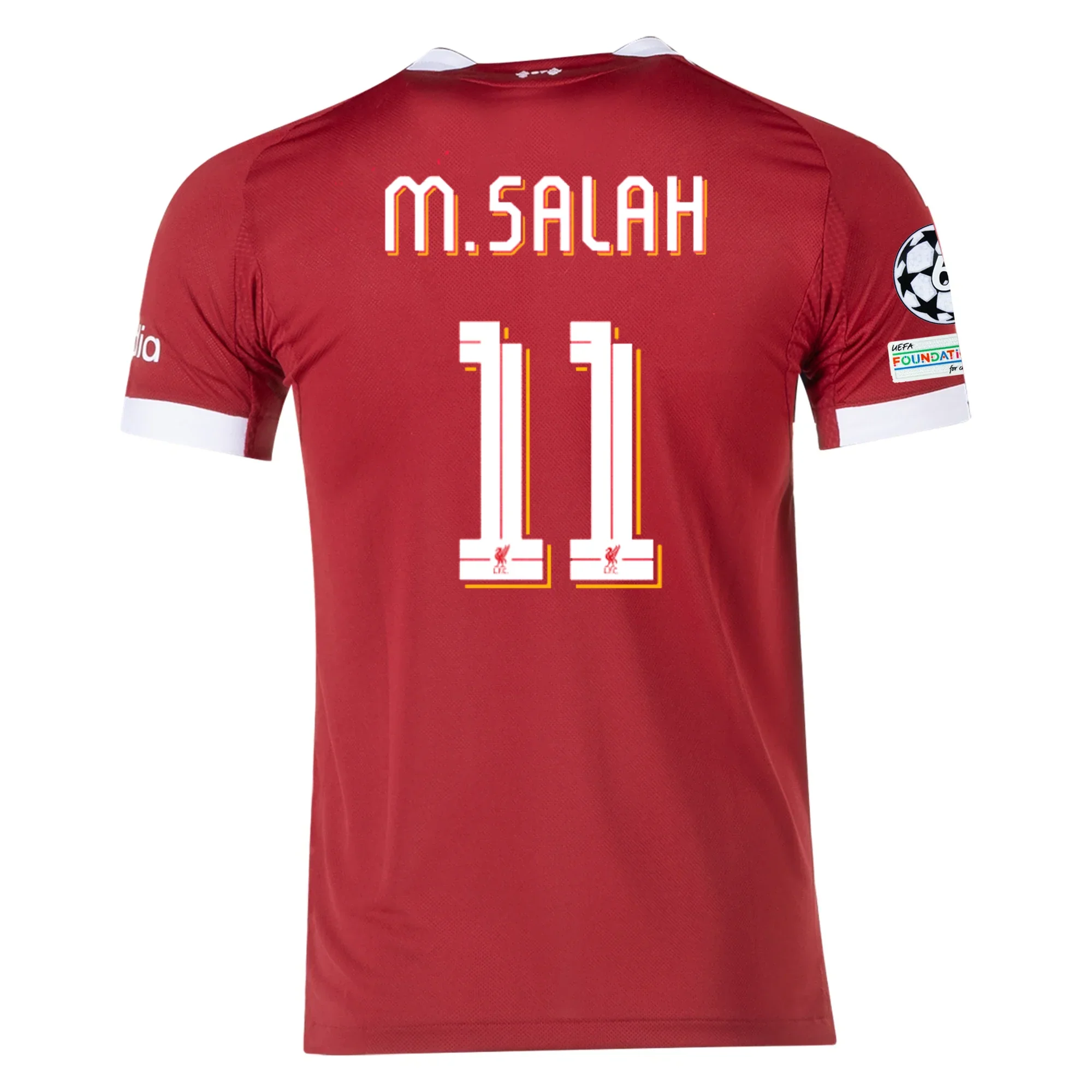 Men's Liverpool FC Authentic Mohamed Salah Home Jersey 25/26 w/ Champions League  Patches (Strawberry Red)