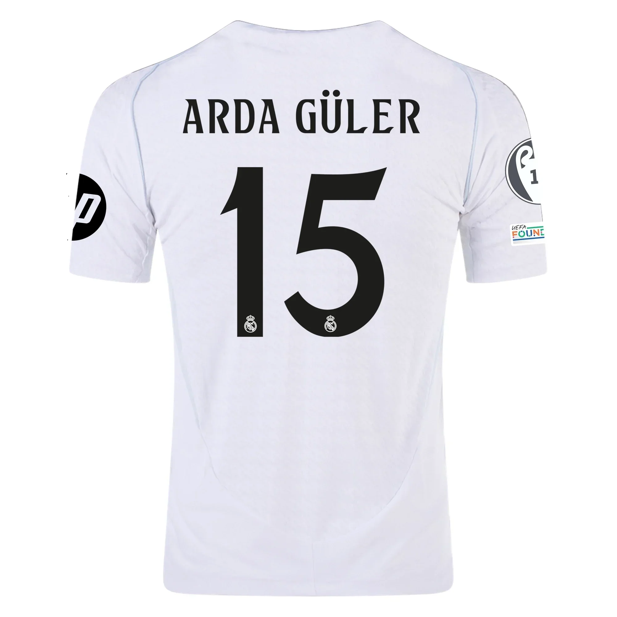Real Madrid Authentic Arda Guler Home Jersey w/ Champions League Patches 24/25 (White/Black)