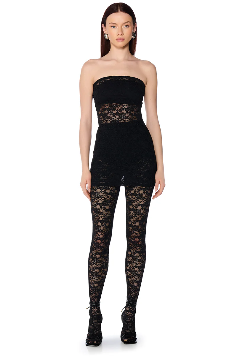 Kara Lace Mini Dress And Tight Set
