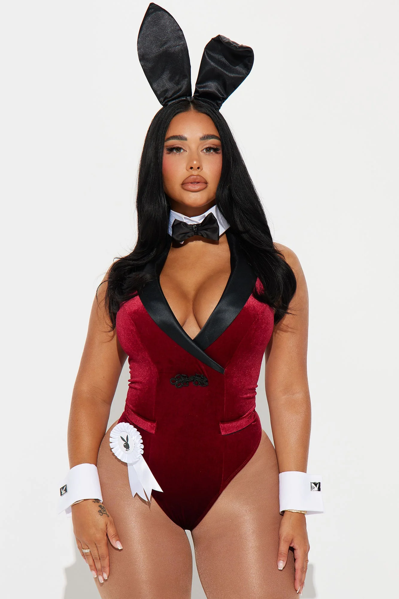 Playboy Hef Bunny 6 Piece Costume Set - Burgundy/combo