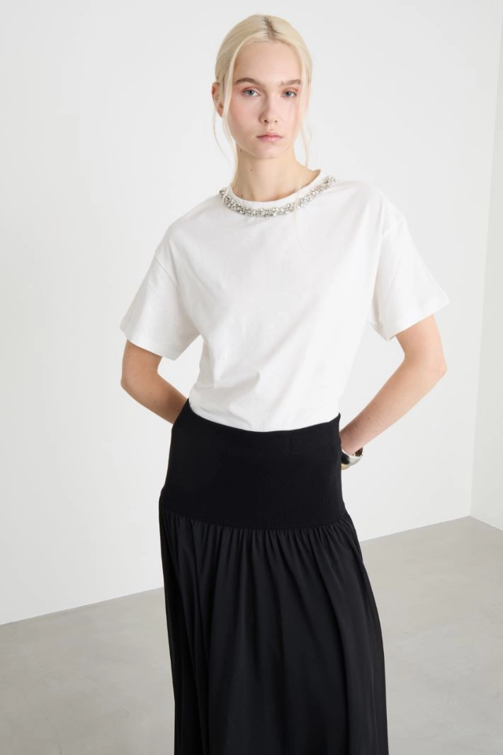 Rhinestone-embellished boxy T-shirt - WHITE