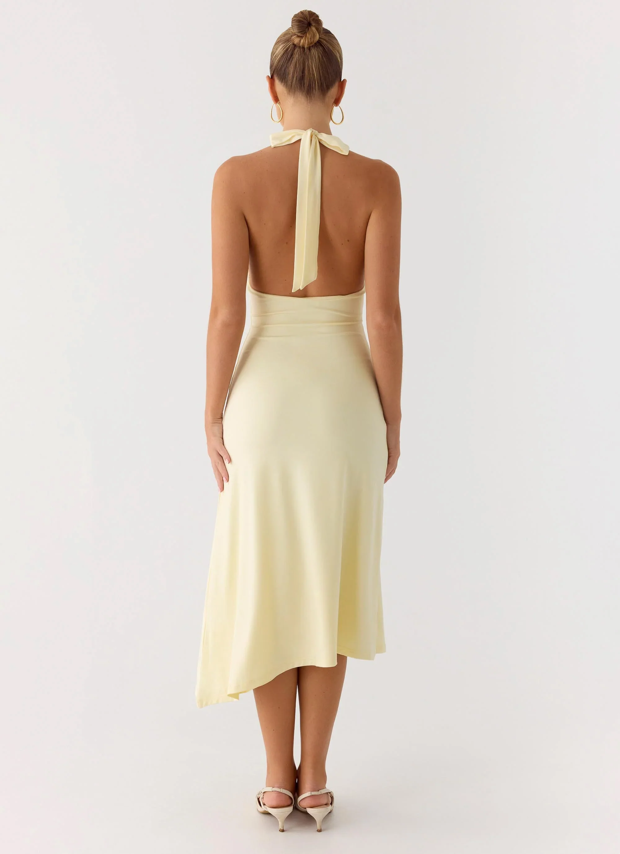 Illuminate Halter Midi Dress - Butter Yellow