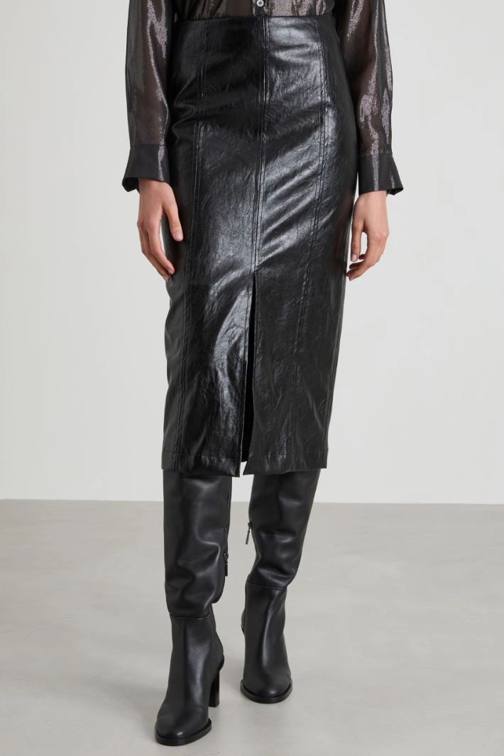 Slit-detail skirt - BLACK