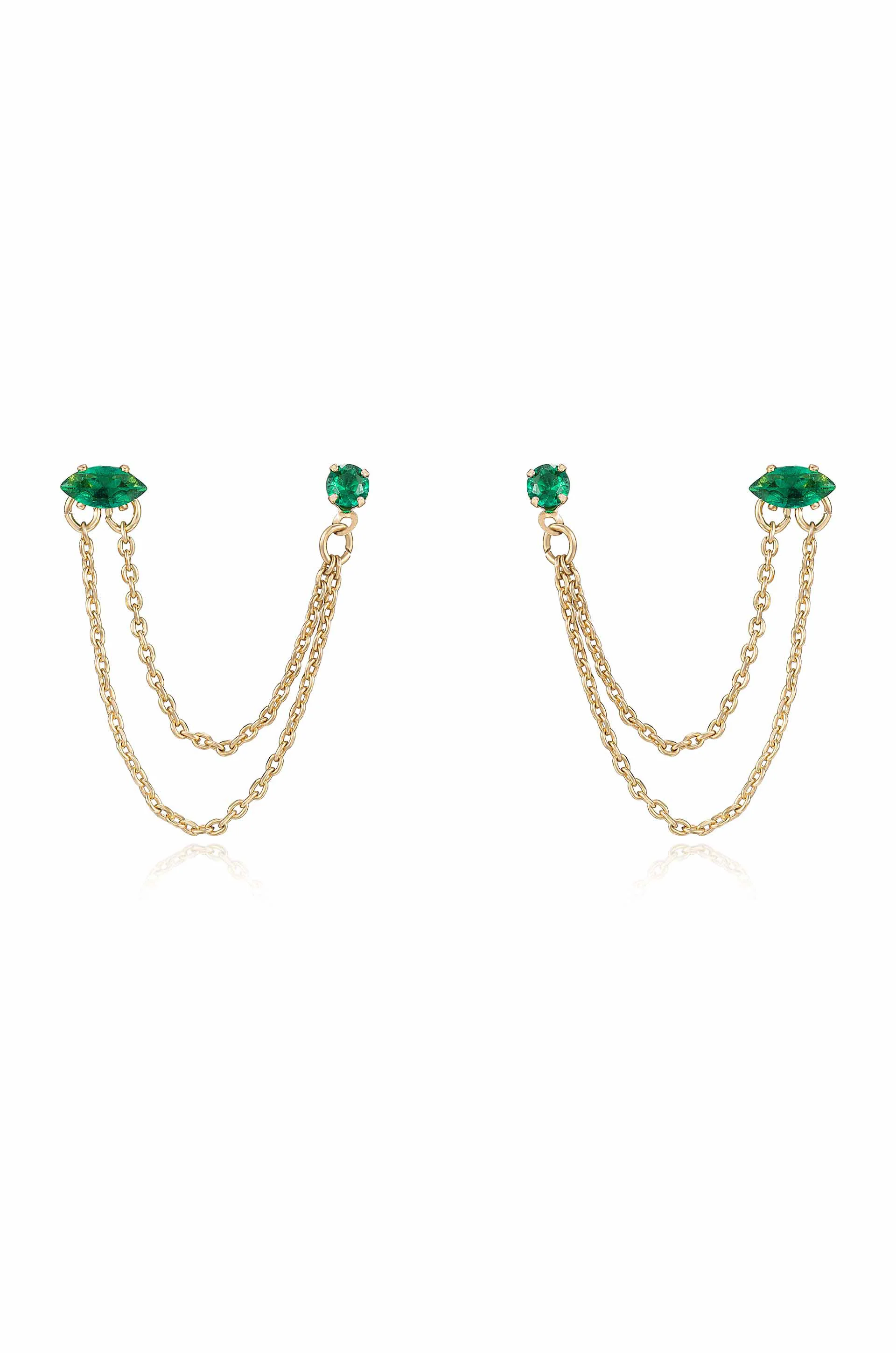 Double Piercing Chain Dangle Earrings