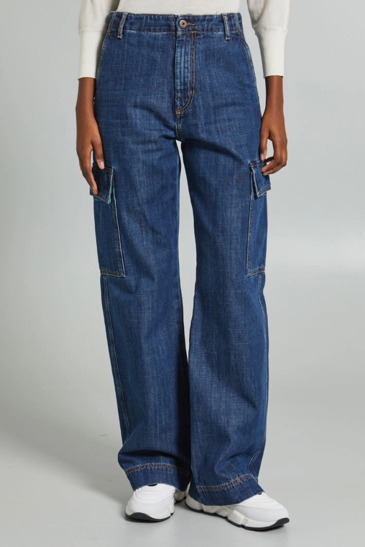 Jeans with pockets along the legs - DENIM BLUE
