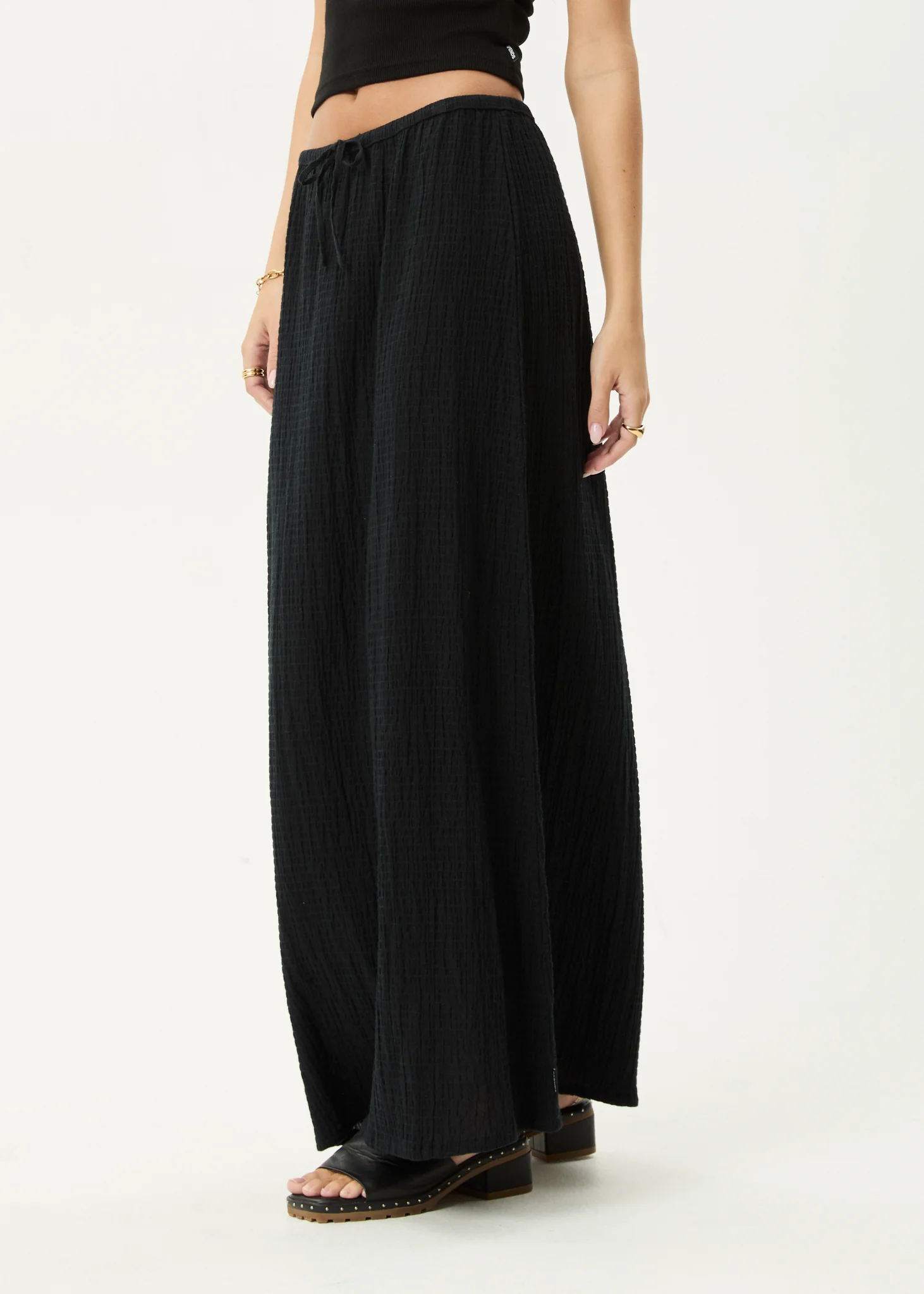AFENDS Womens Frida - Seersucker Maxi Skirt - Black