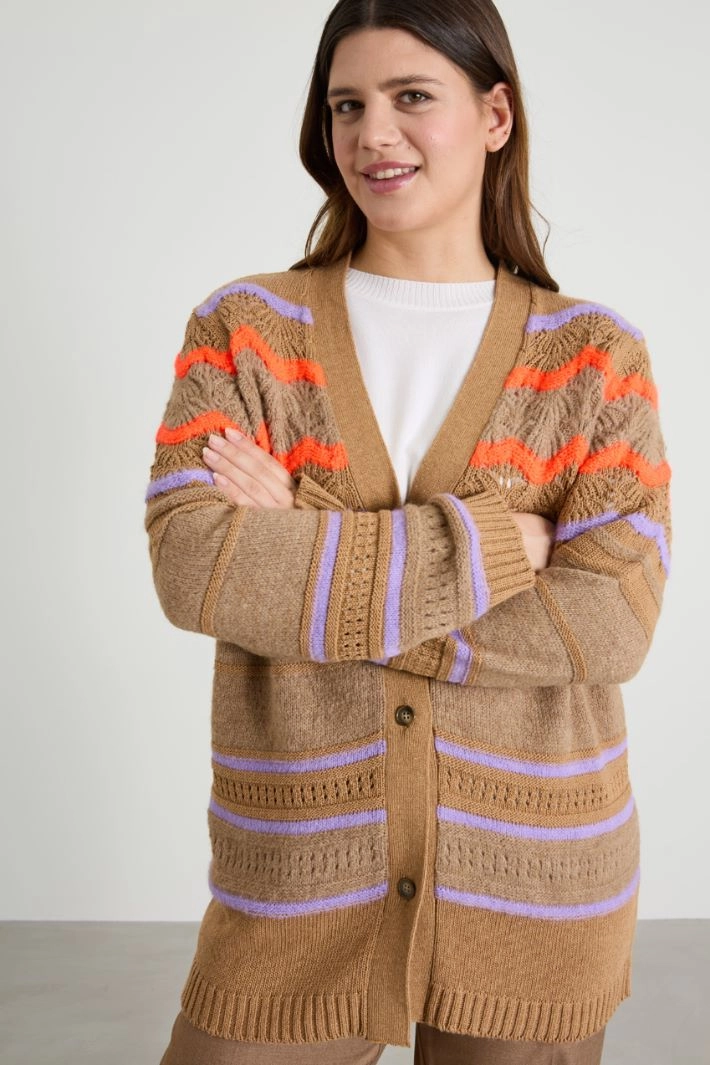 Cardigan with colored inserts - HAZEL