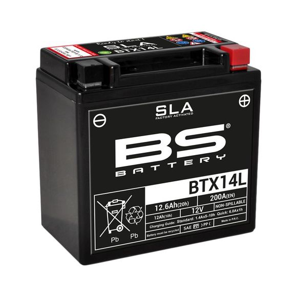 BS Battery SLA YTX14L-BS/BTX14L Closed Type Acid Battery Maintenance Free/Ready to UseRef: 321054 / 1080678