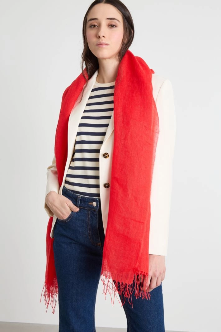 Linen stole - ORANGE