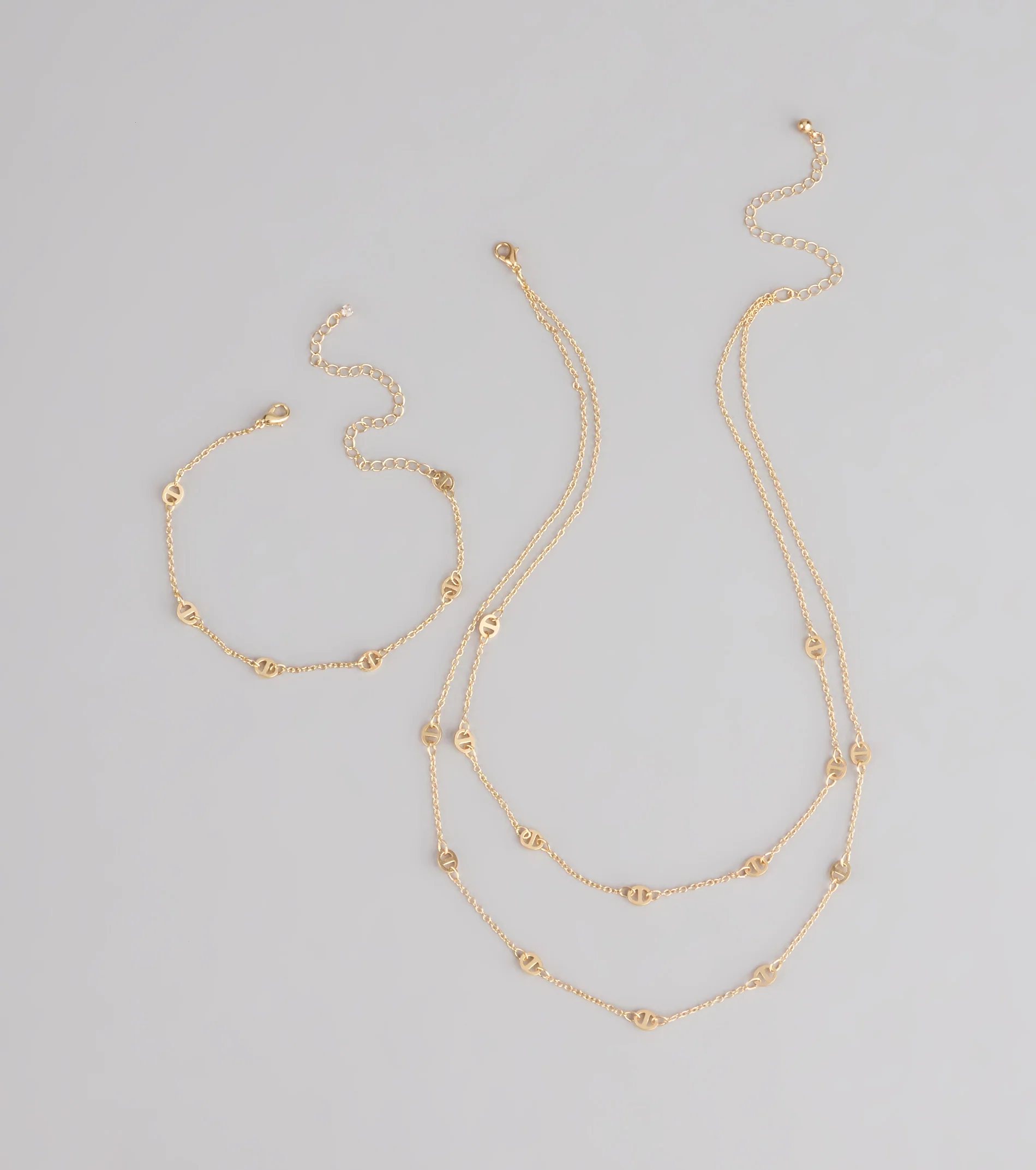 Twice As Chic Layered Necklace And Bracelet Set
