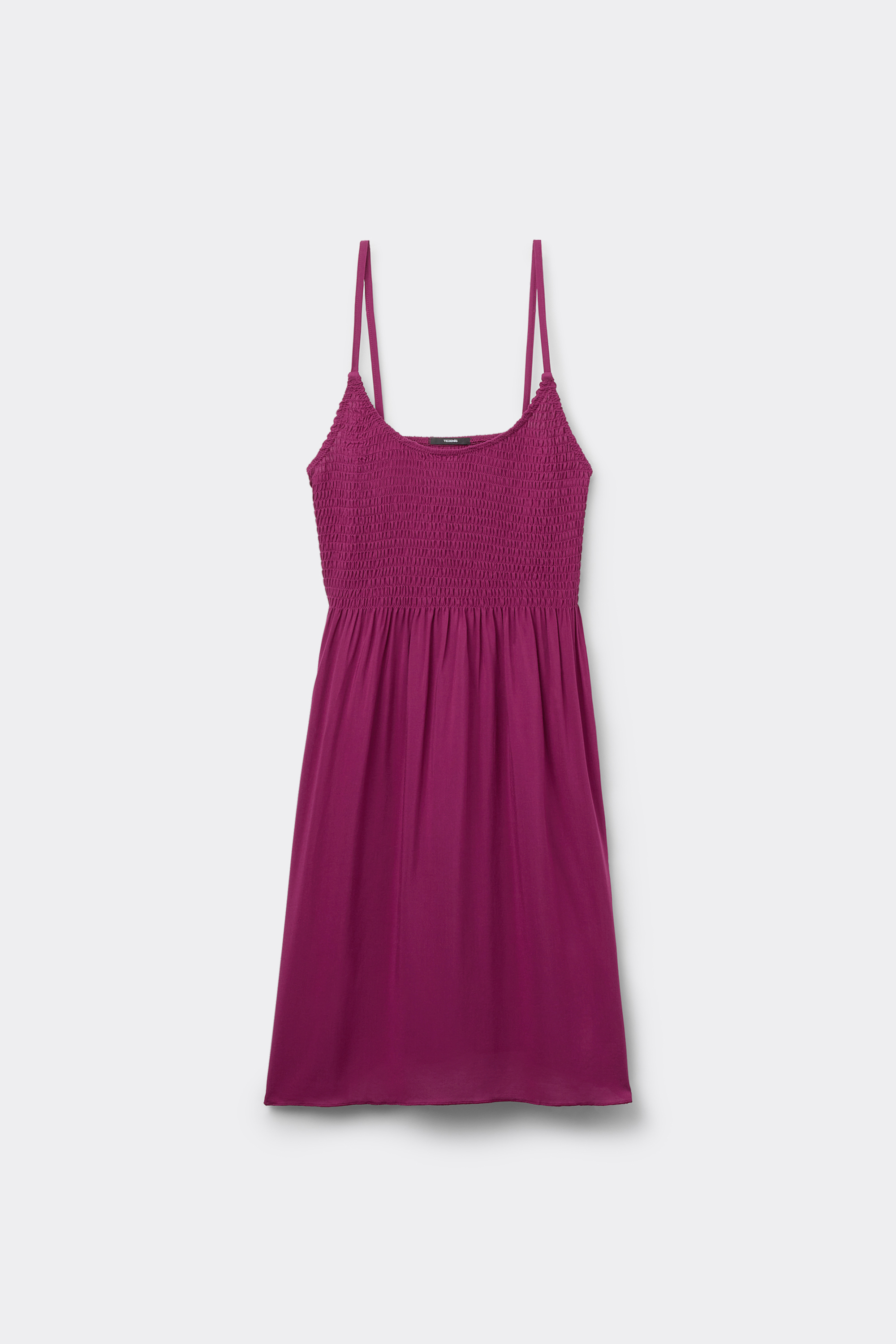 Viscose Smocked Dress with Narrow Shoulder Straps