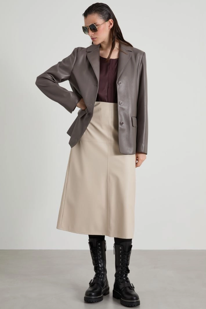 Straight blazer in nappa-look fabric - DOVE GREY