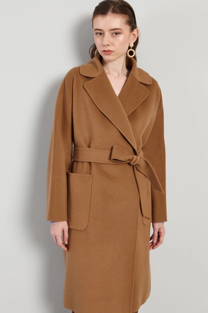 Belted cloth coat - CAMEL