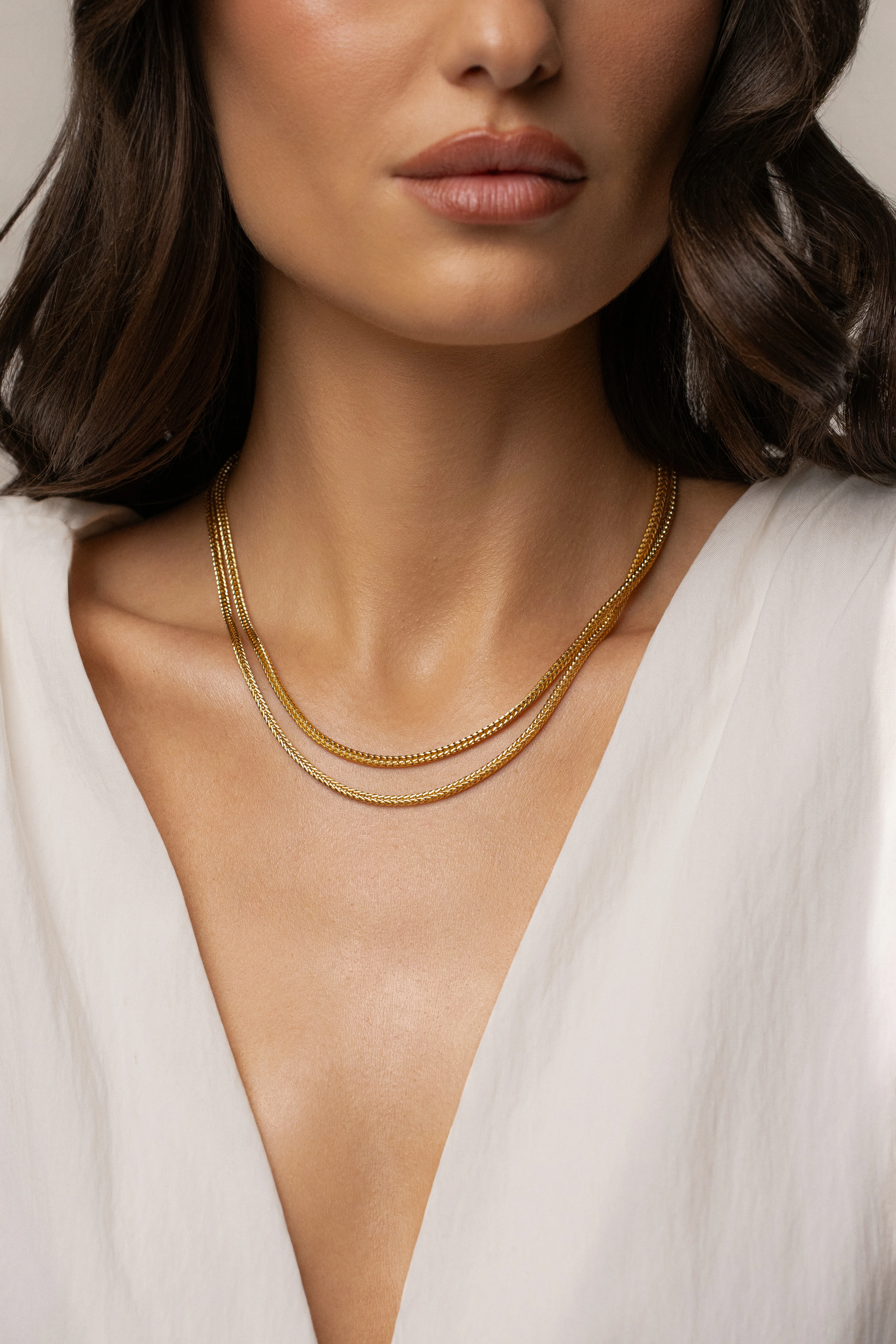 Gold Double Herringbone Necklace