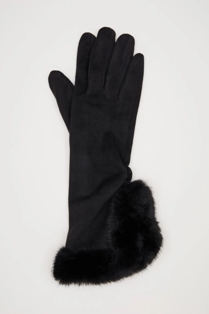 Velvet-effect gloves - BLACK