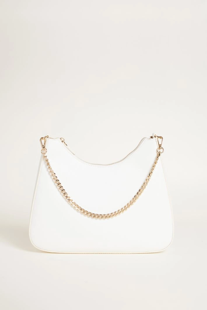 Coated fabric shoulder bag - WHITE