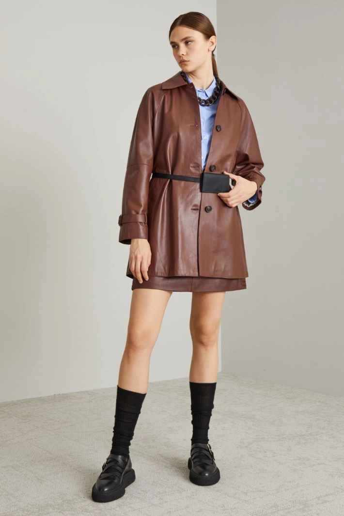 Genuine nappa leather jacket - BROWN