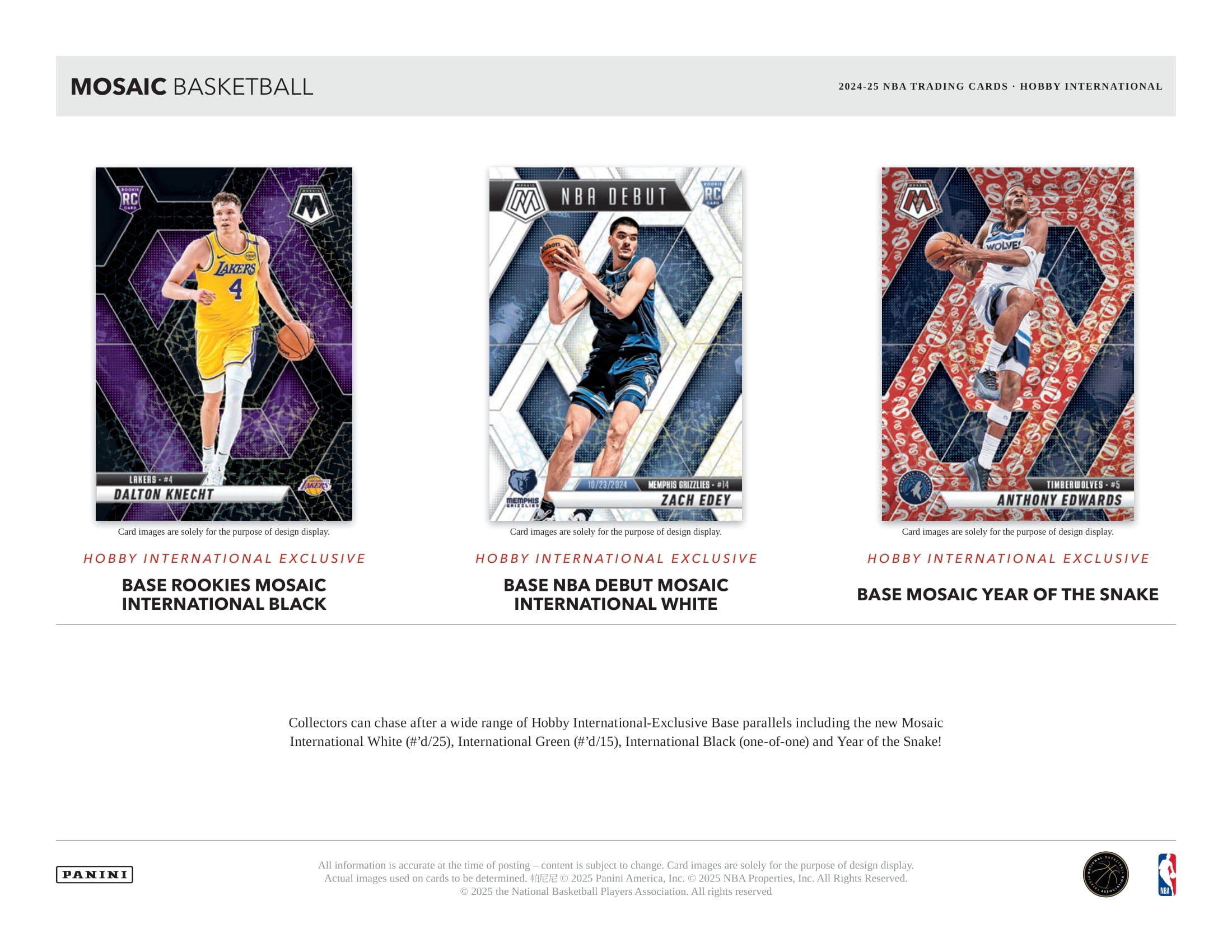 2024/25 Panini Mosaic Basketball NBA International Hobby Box