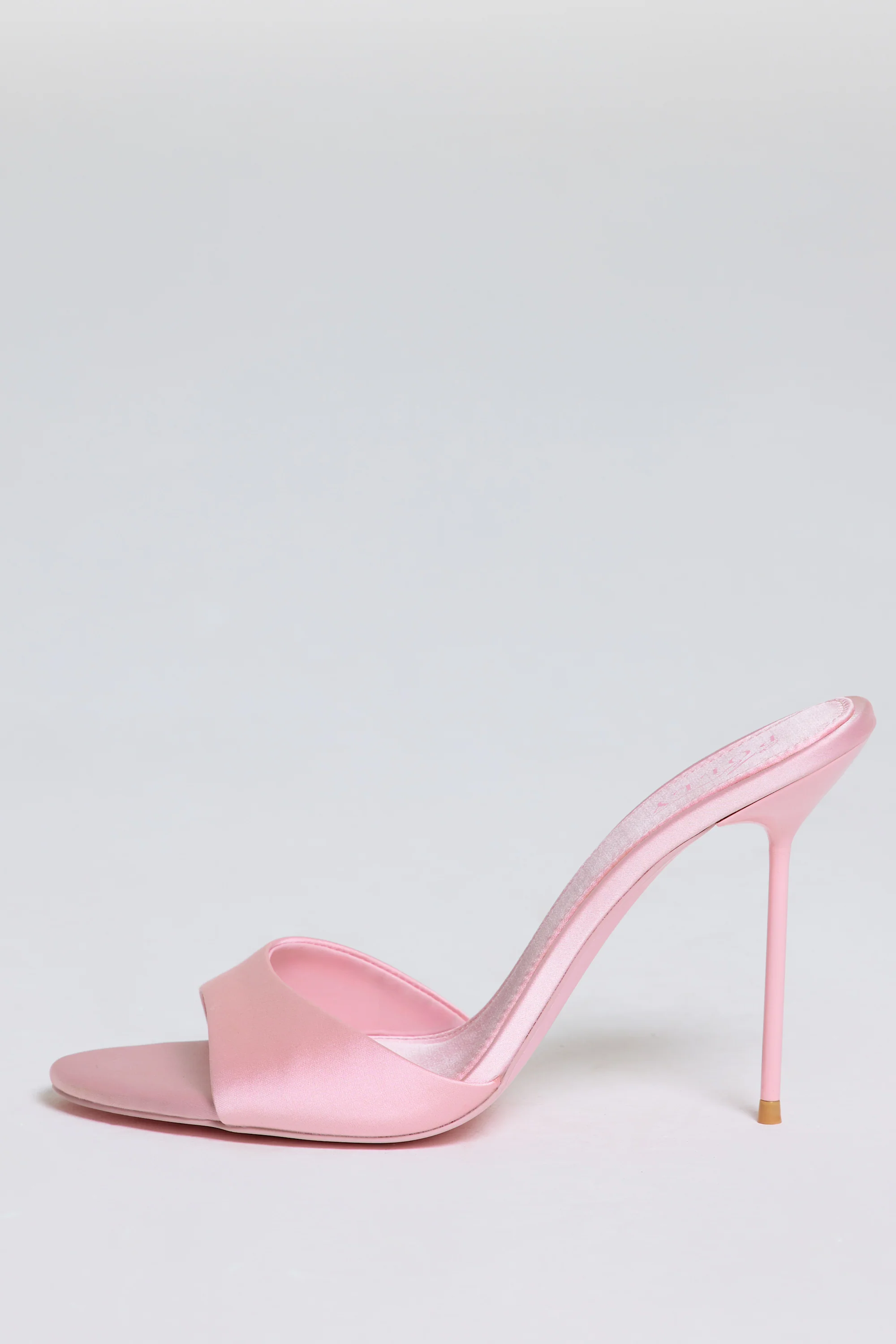 Heeled Mule Sandal in Soft Pink