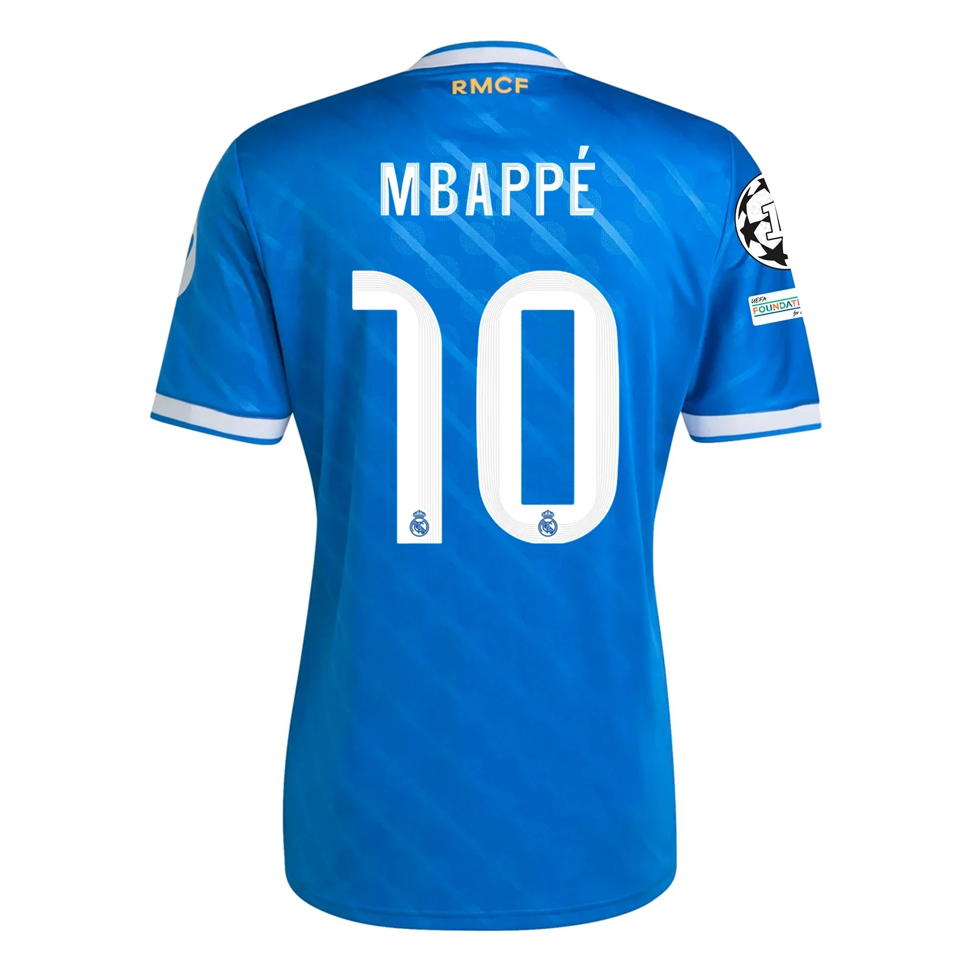 Kylian Mbappe Men's Real Madrid Third Jersey 25/26 w/ Champions League Patches (Blue/White)