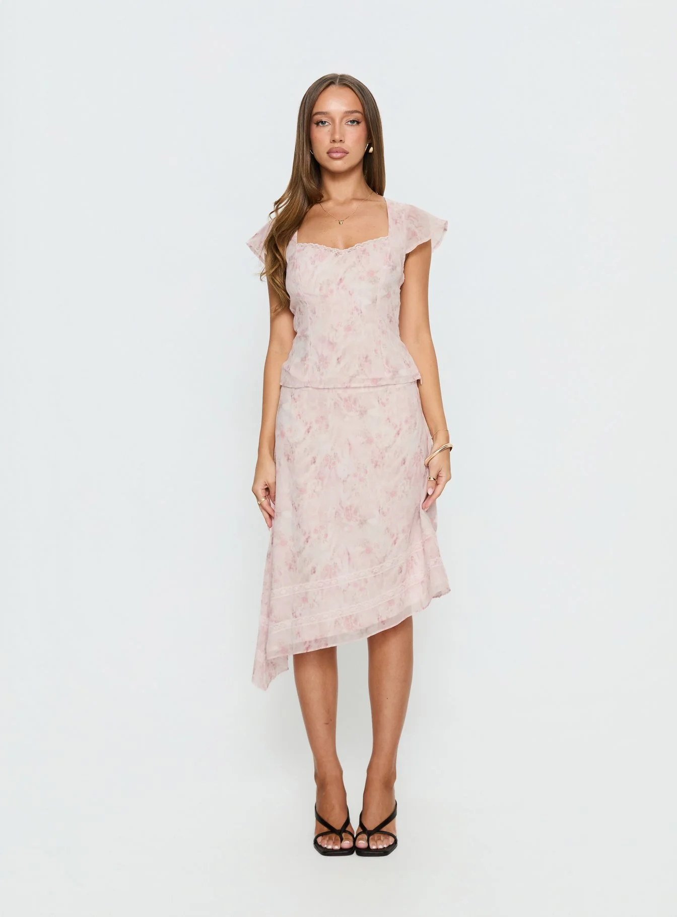 Avaline Asymmetrical Midi Skirt Pink