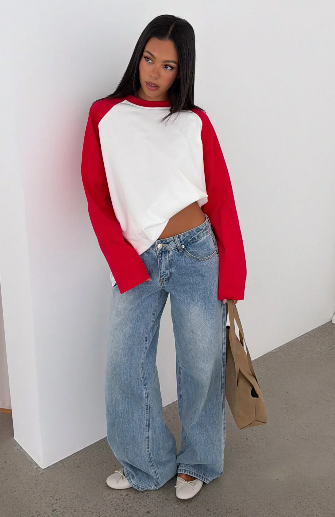 Take Her Out Long Sleeve Tee White/Red