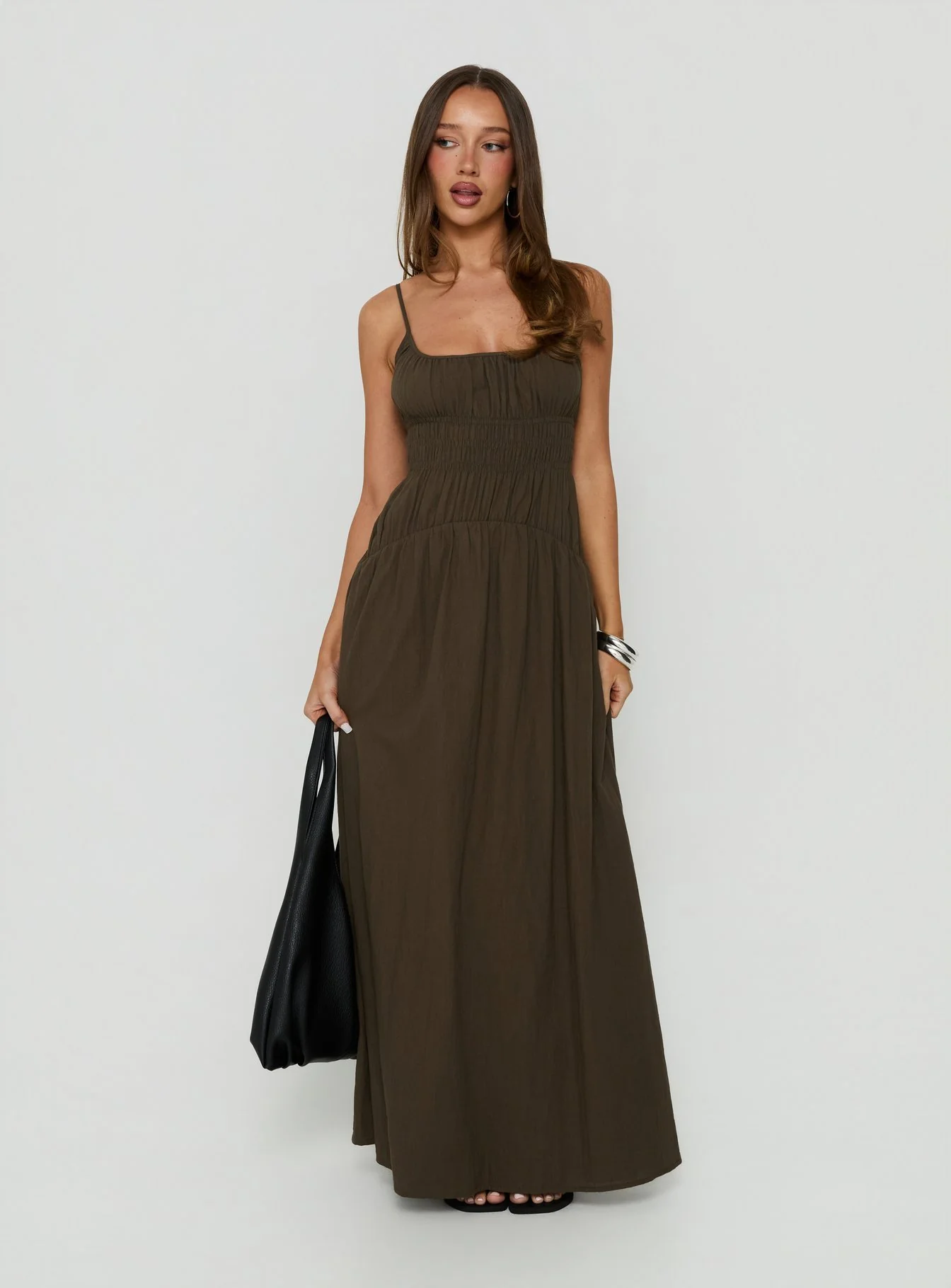 Magnolie Shirred Maxi Dress Green