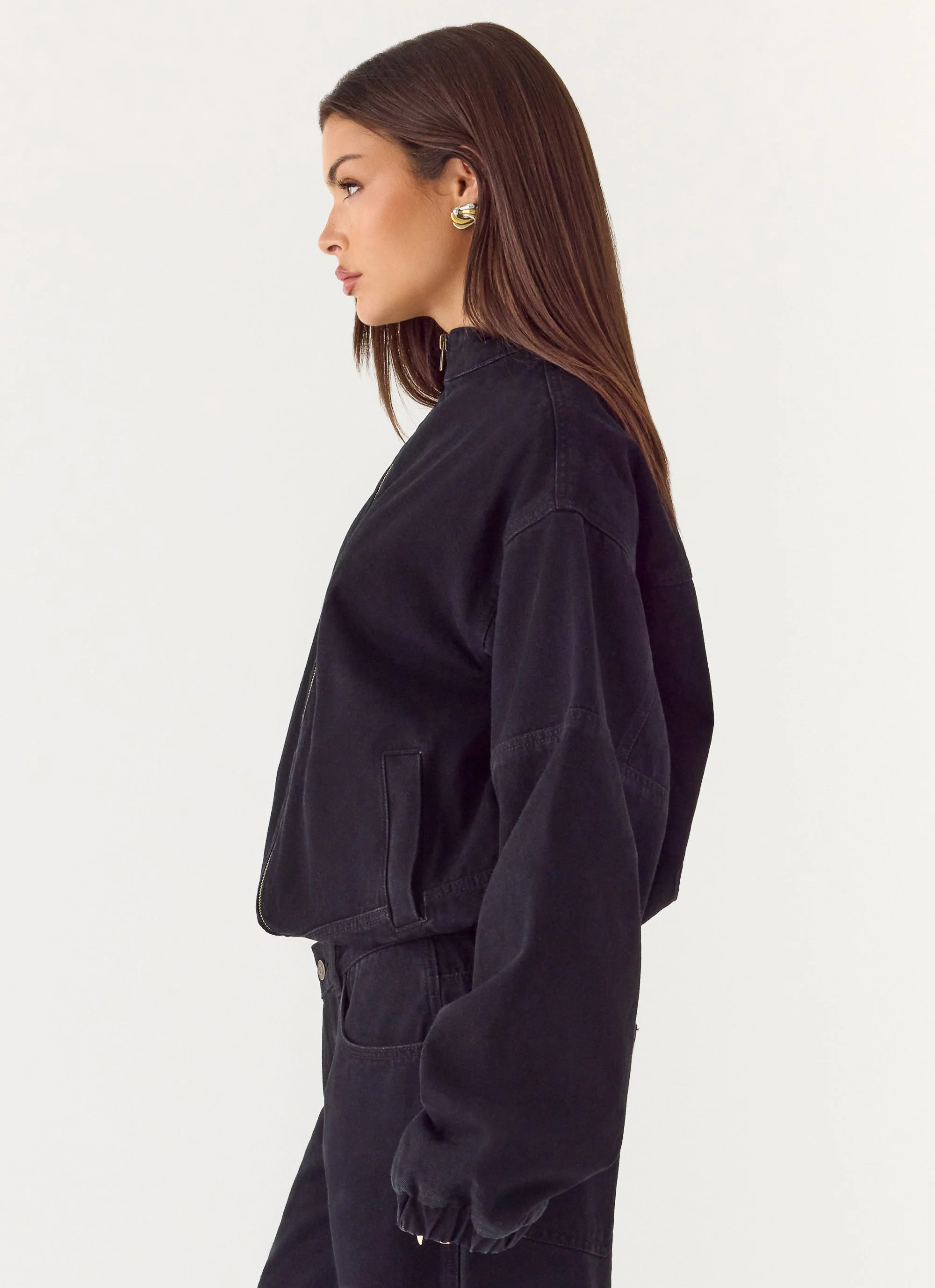 Waylon Denim Bomber Jacket - Black