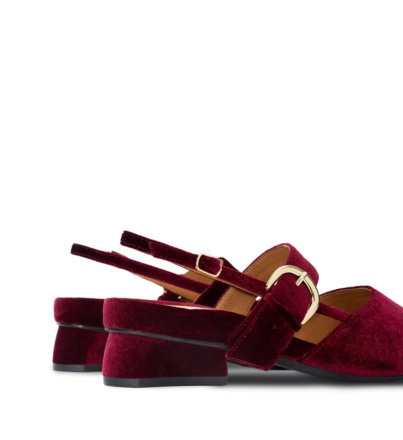 Eider Shiraz Red Velvet Sling Back Flats