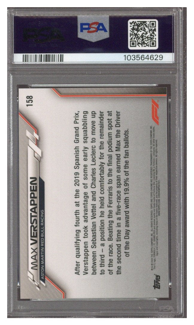 2020 TOPPS CHROME MAX VERSTAPPEN SAPPHIRE F1 #158 70TH REFRACTOR 45/70 PSA 8