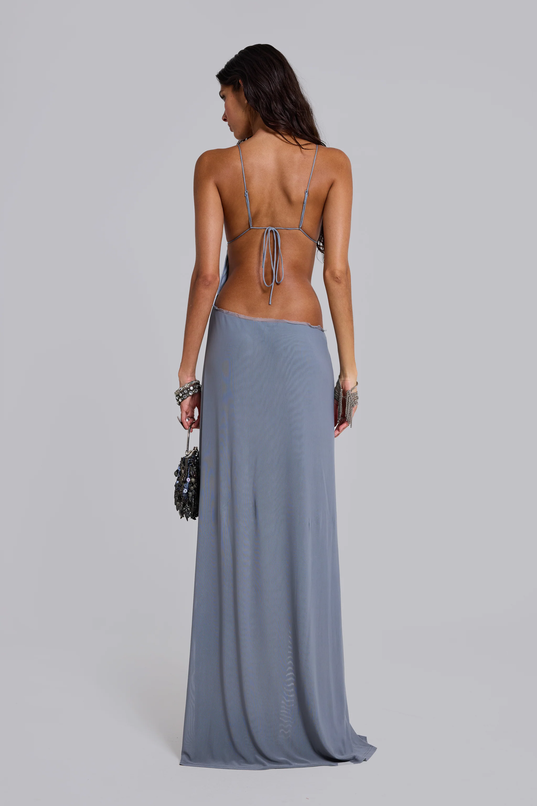 Brisa Asymmetric Hand-Beaded Maxi Dress