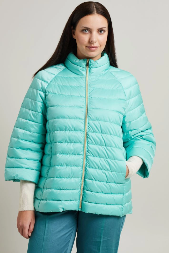 Flared padded jacket - GREEN WATER