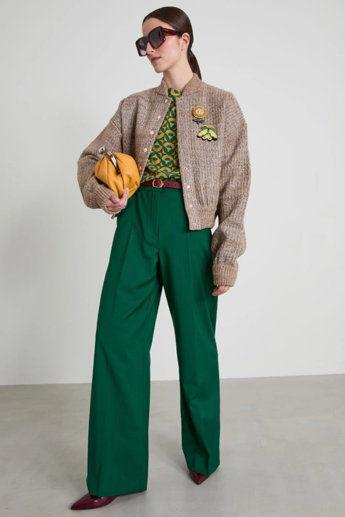 Wool palazzo trousers - GREEN
