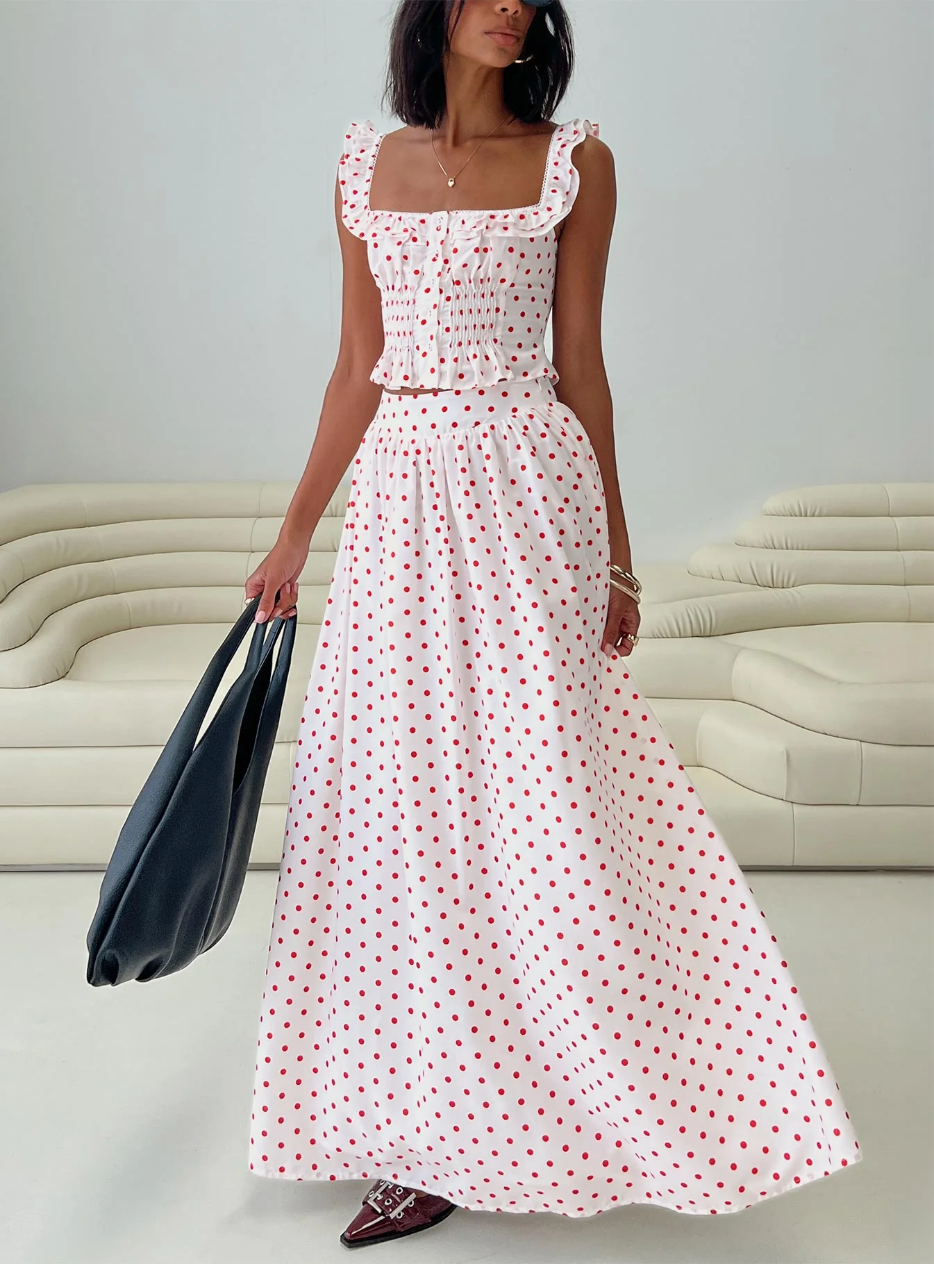 Valerio Maxi Skirt White / Red