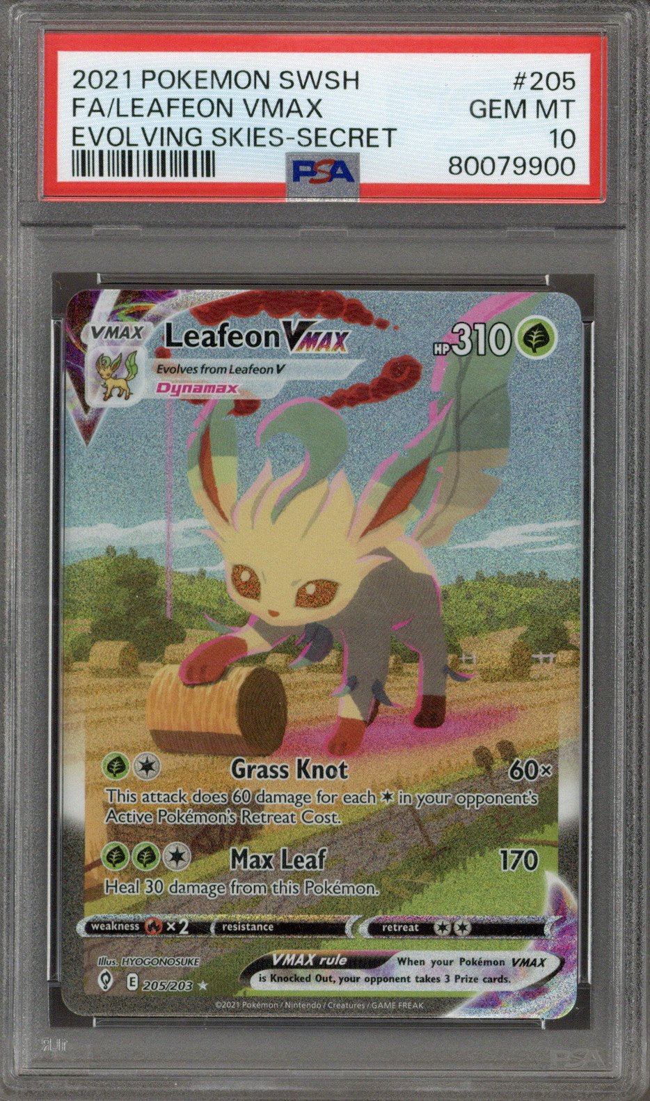 2021 Pokemon SWSH FA/Leafeon VMAX Evolving Skies-Secret PSA 10