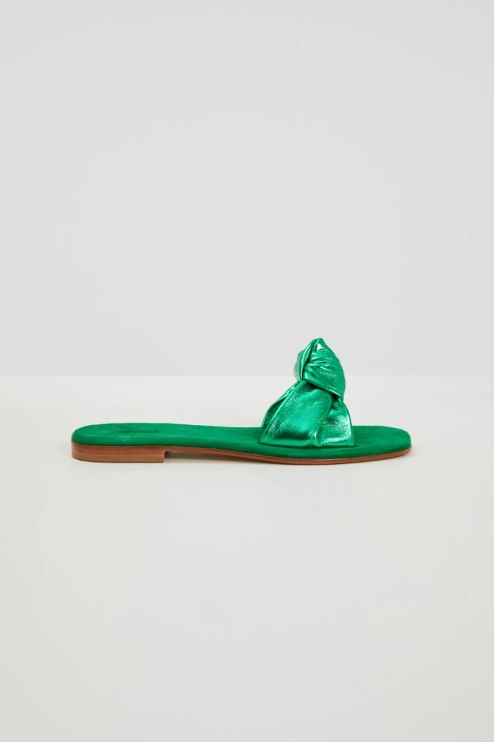 Knot-detailed slippers - GREEN