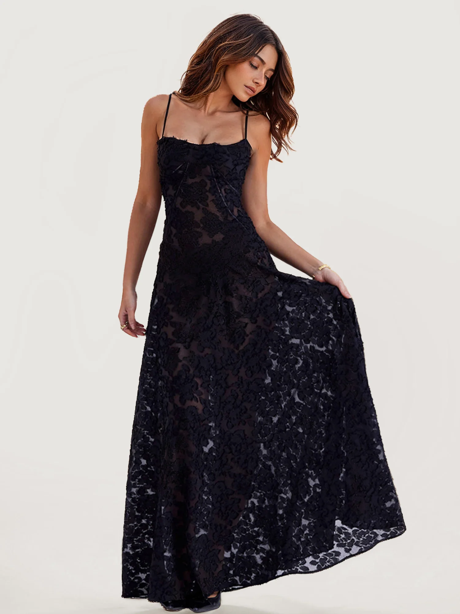 Black Lace Maxi Dress