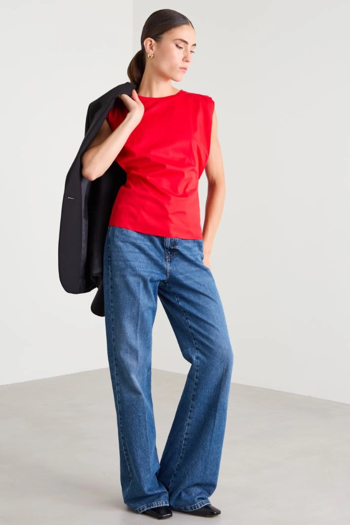 Pleated T-shirt - RED