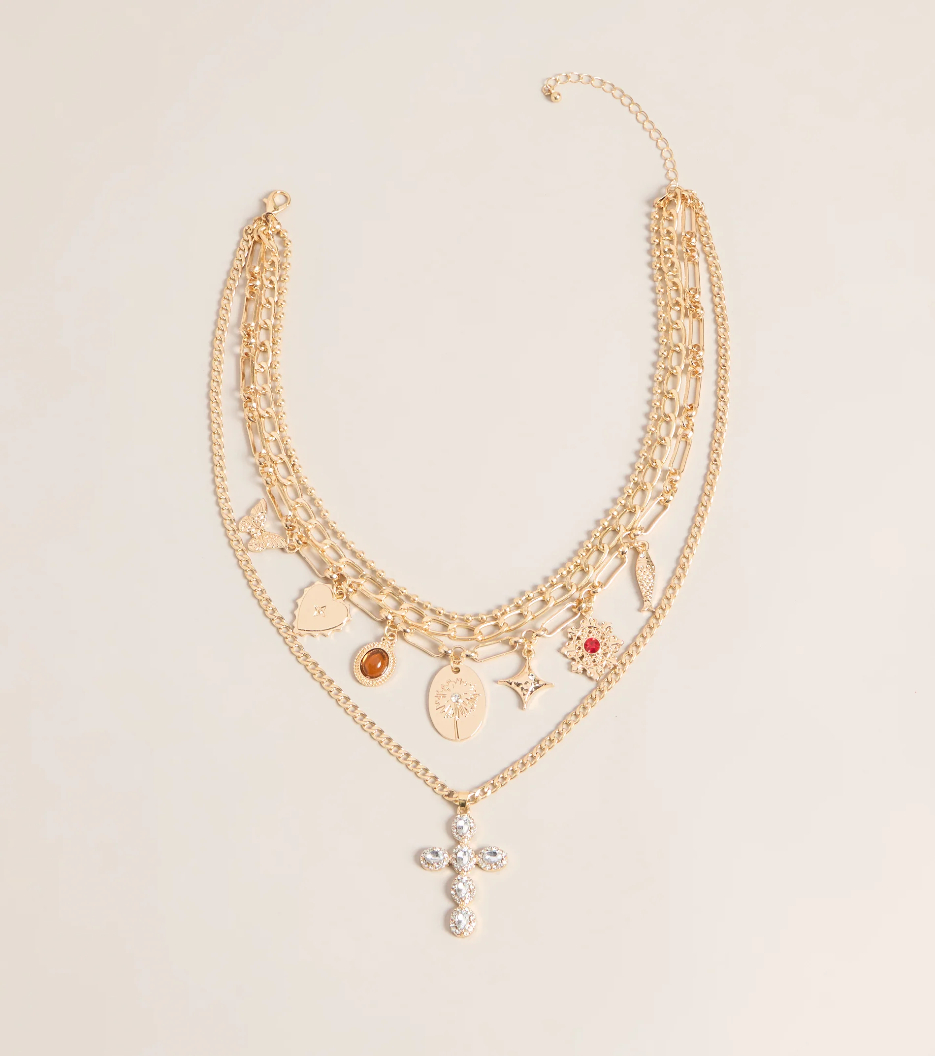 Charm Check Layered Chain Necklace